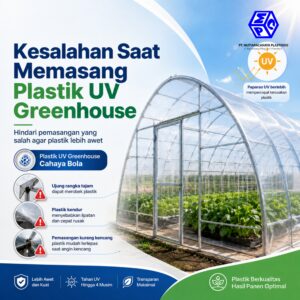 Proses pemasangan plastik UV greenhouse PT Mutiaracahaya Plastindo